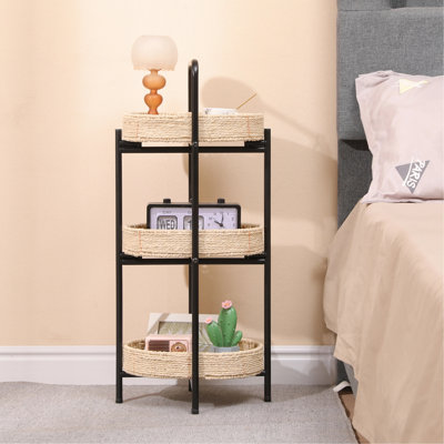 Table d'appoint tissée en corde de papier à 3 niveaux pour tablettes
