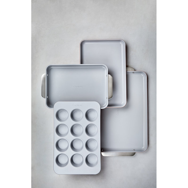 Caraway Non-Toxic Nonstick Ceramic Half Bakeware Set, Gray