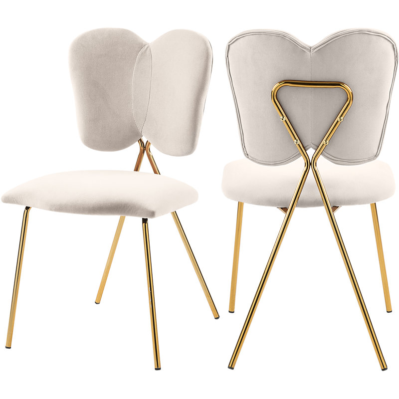 Chaise d'appoint rembourrée en velours Angel, Velours crème