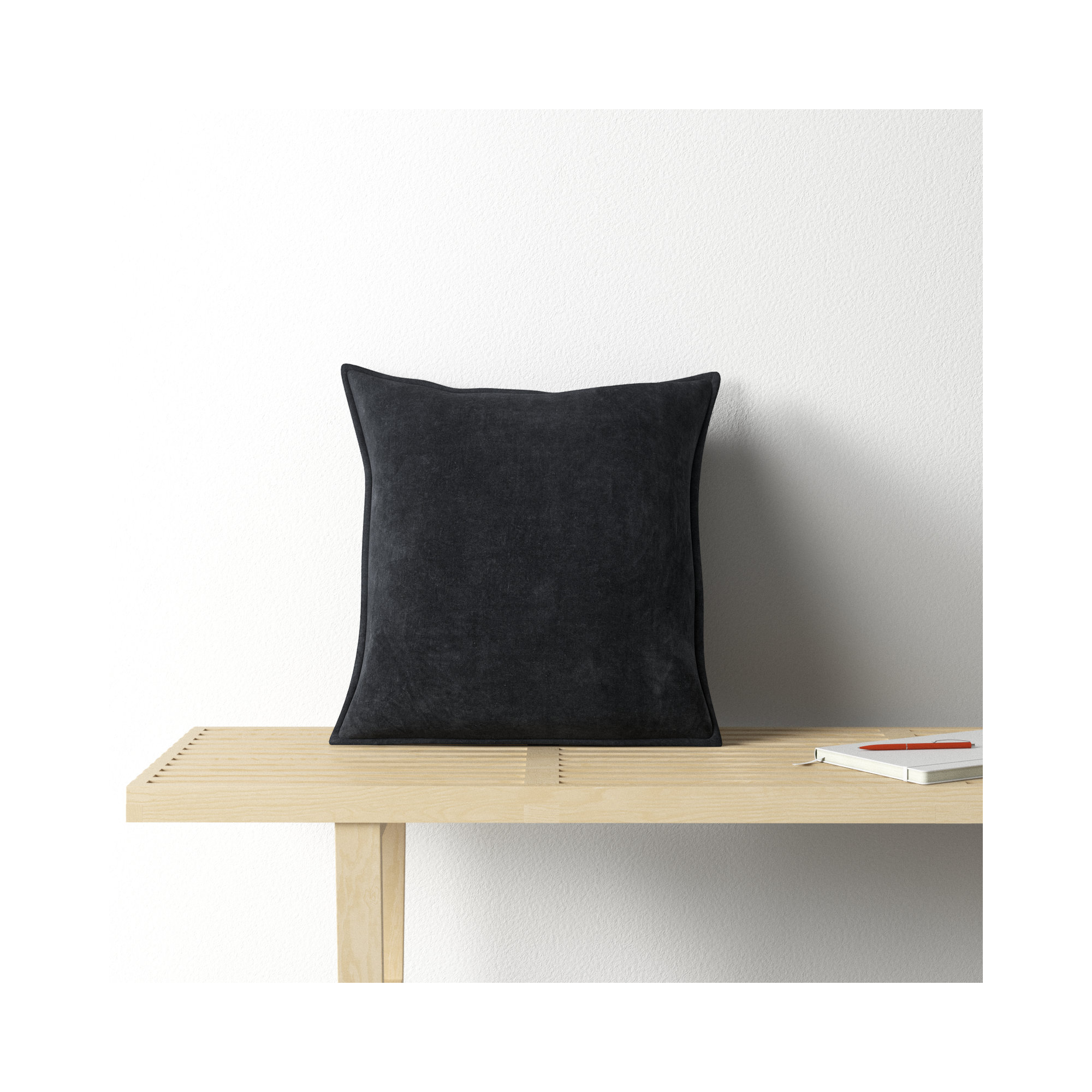 Edgar 100% Cotton Throw Pillow, 18"H x 18"W, Pillow Cover Only - No Insert, Black