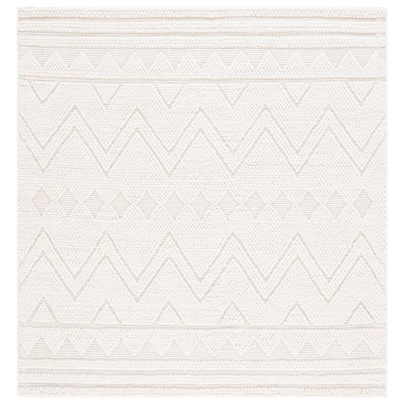 Tapis ivoire en coton tissé à la main Natura, Carré 6 pi