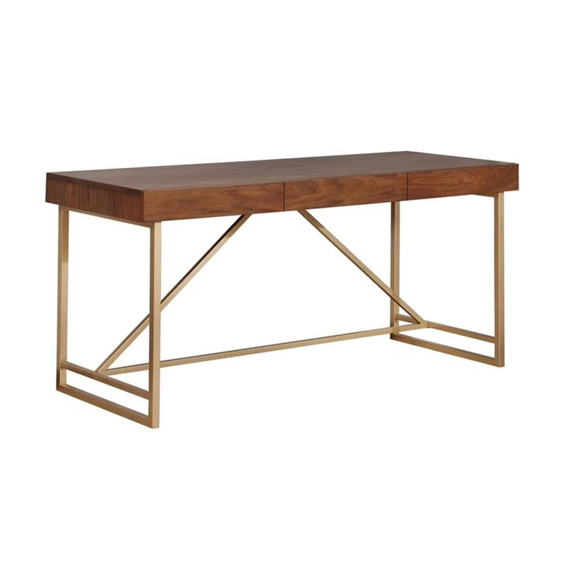 Bureau contemporain l 60,4 po, noyer clair / or