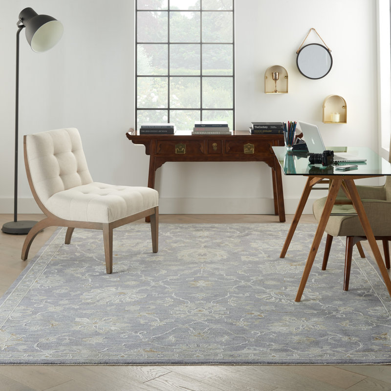 Tapis oriental bleu / gris clair Stadler, Rectangle 7 pi 10 po x 10 pi 4 po