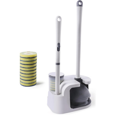 Toilet Brush and Plunger Set, Disposable Wand Kit with 10 Refills