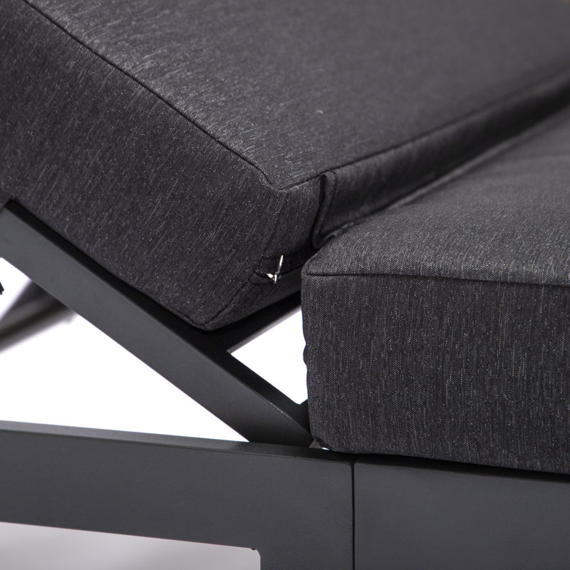 Outdoor Metal Chaise Lounge , Cushion Included, Black