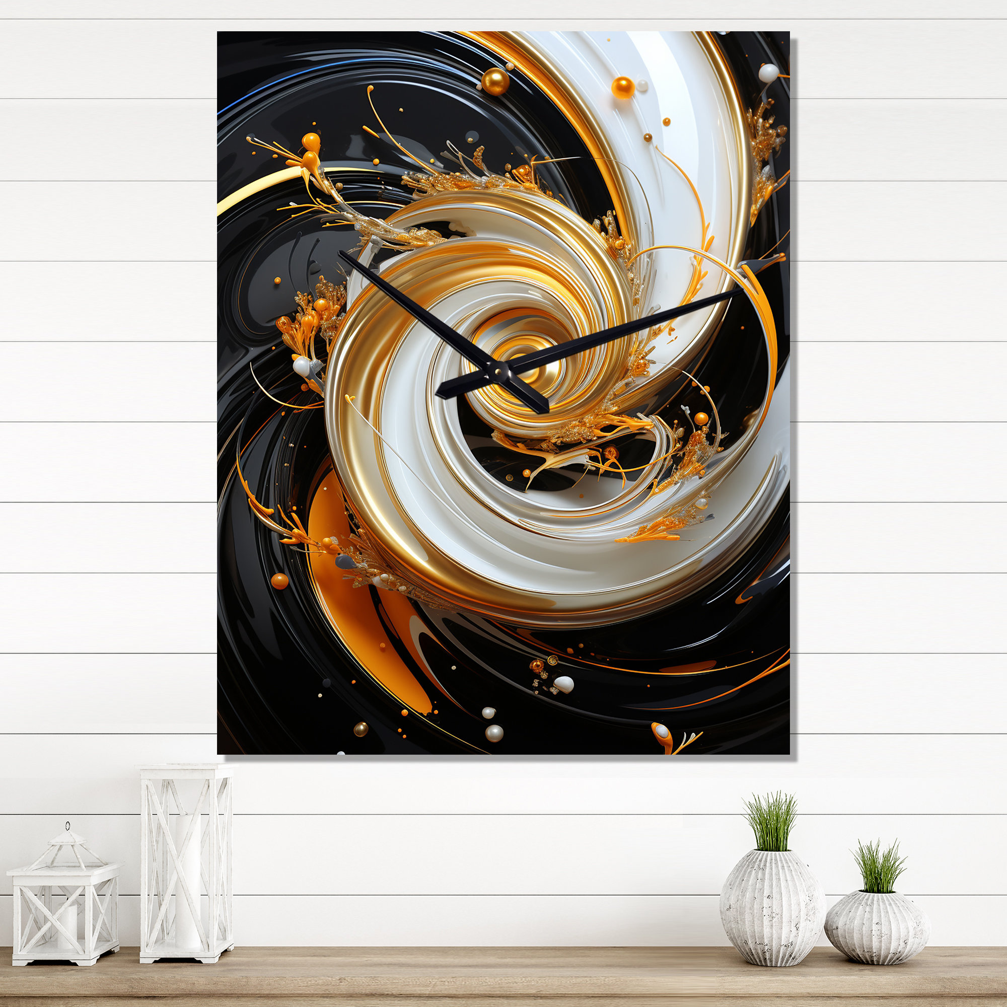 Design Art Liquid Gold Black And White Spiral Magic I - Abstract ...