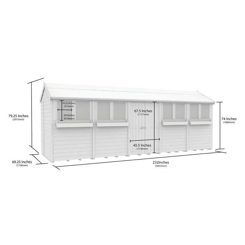 6ft x 20ft Apex Summer Shed