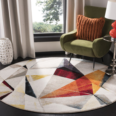 Asumi Wimbled Geometric Gray/Beige Area Rug
