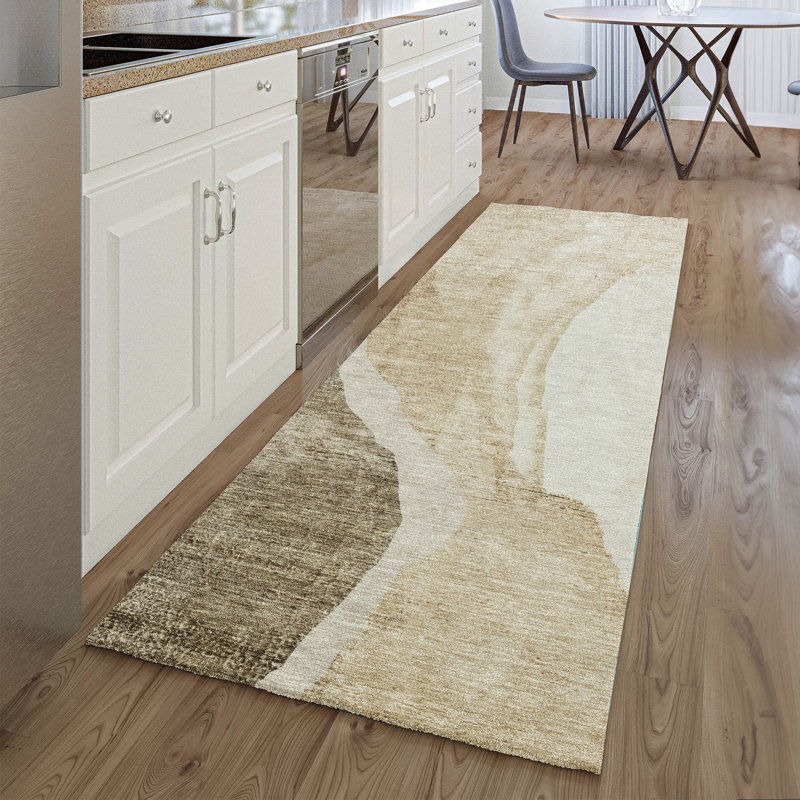 Premium Machine Washable Prisco Brown Rug, Runner 2'3" x 7'6"