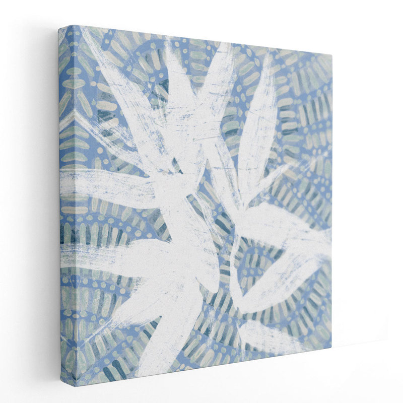 «Blue Beach Rattan I», reproduction d'art sur toile, H 20 po x l 20 po