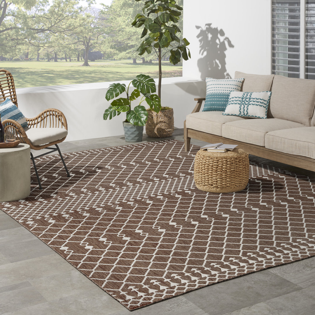 Tonnele Geometric Machine Woven Polypropylene/Polyester Indoor/Outdoor Area Rug in Natural Foundry Select Rug 