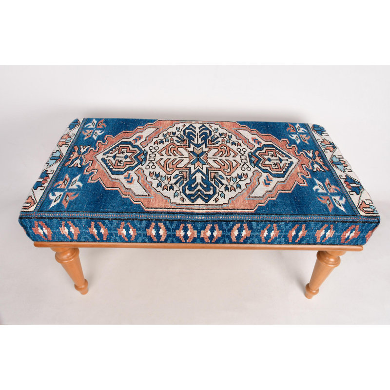 Banc bleu, banc repose-pieds, banc moderne, banc de tapis turc, banc fait à la main, décoration intérieure, mobilier fait à la main, banc de fenêtre, banc de piano,