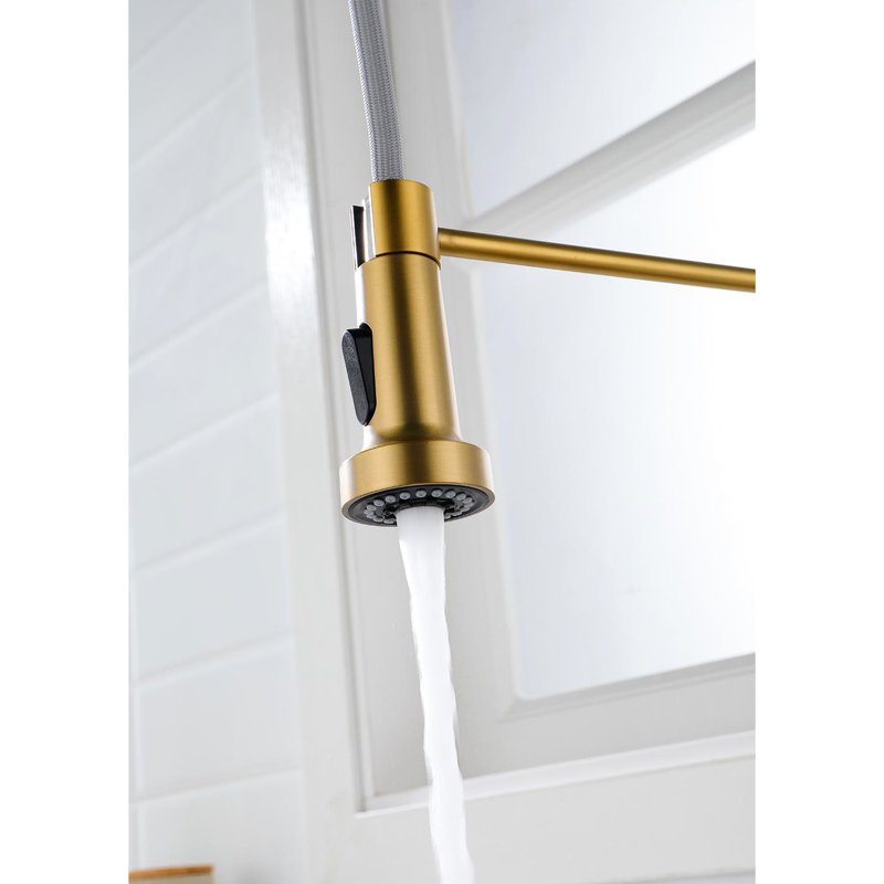 Kitchen Pull-Down Faucet, Stainless Steel, 360 Rotating Nozzle, Stream And Spray Options, Simple Temperature & Flow Control Faucet With Feature, Rotatable Settings, Convenient