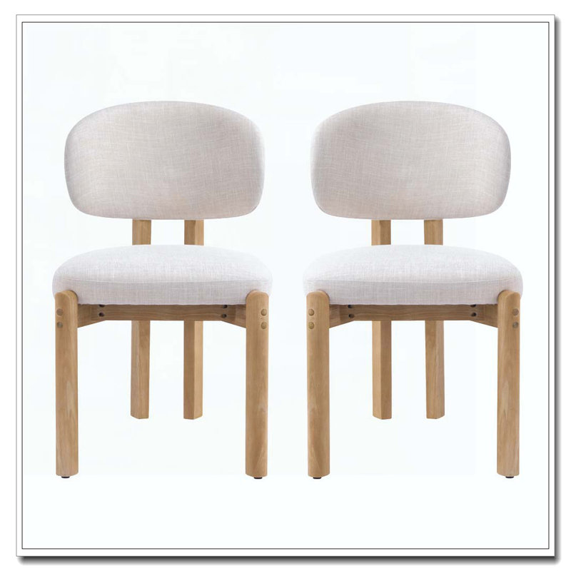 Chaises de salle à manger rembourrées Mid-Century, Naturel
