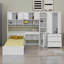 Lit plateforme moderne avec bureau, armoire, armoires et tiroirs pour un rangement maximal-504051217