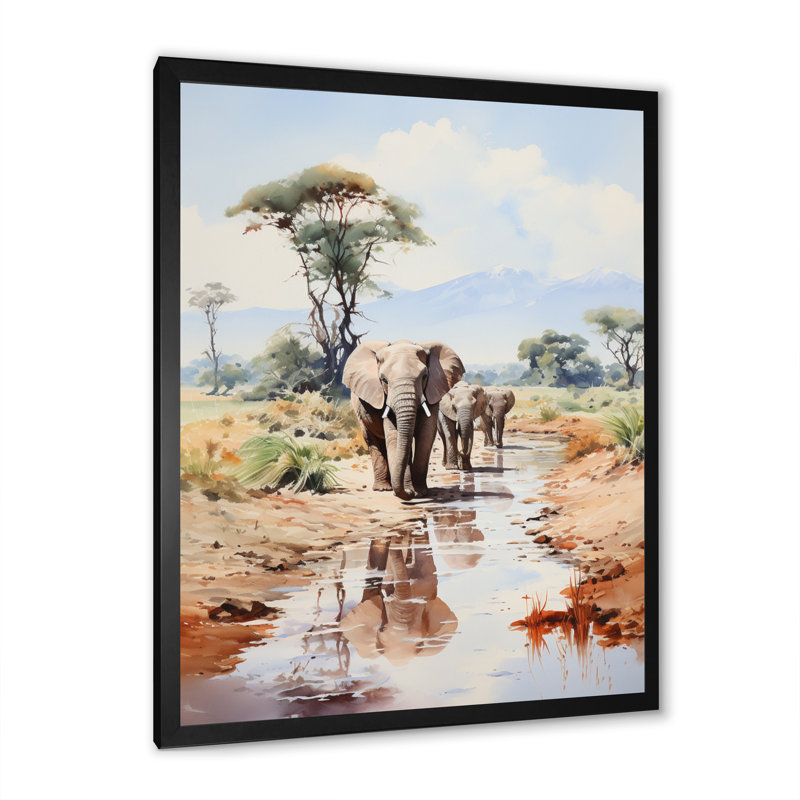 Faune éléphant majestueux II, H 44 po x l 34 po x P 1,5 po, Cadre simple noir
