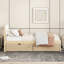 Lit simple avec tête de lit blanc brillant et 2 tiroirs avec rangement en chêne-1202614750-1202614751