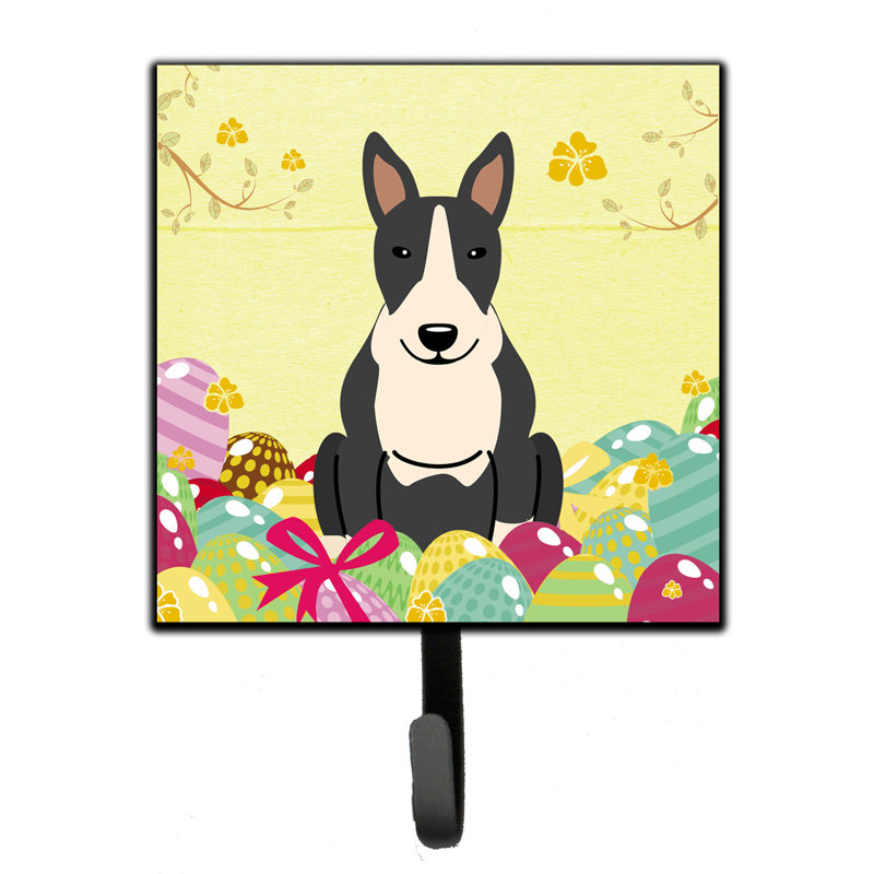 Mcelyea Metal Wall Organizer with Key Hooks, Red/Grey/Brown, Bull Terrier