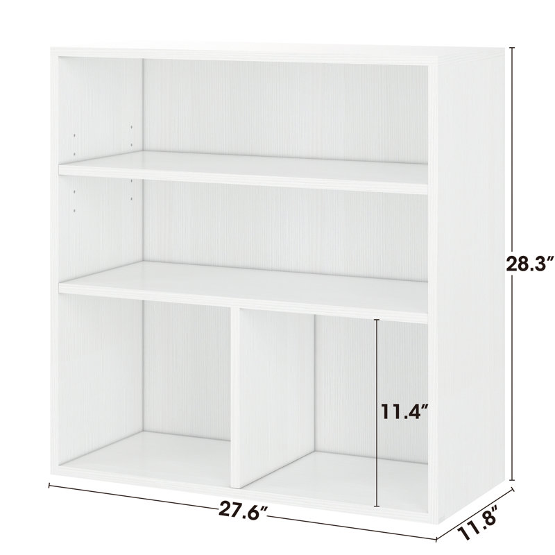 Ebern Designs Bookcase, 3-Tier Adjustable Open Storage Shelf Display Bookshelf, HOFB024, Ivory White