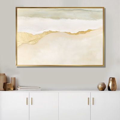 White Gold Wall Art, Tropical Beach Canvas, Gold And White Tropical  Horizon At The Beach