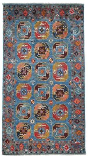 Tapis bleu Oushak 3 x 5 Kazak