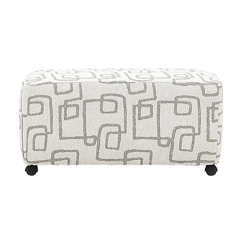 36" Upholstered Rectangular Ottoman With Casters - Labyrinth Taupe, Labyrinth Taupe