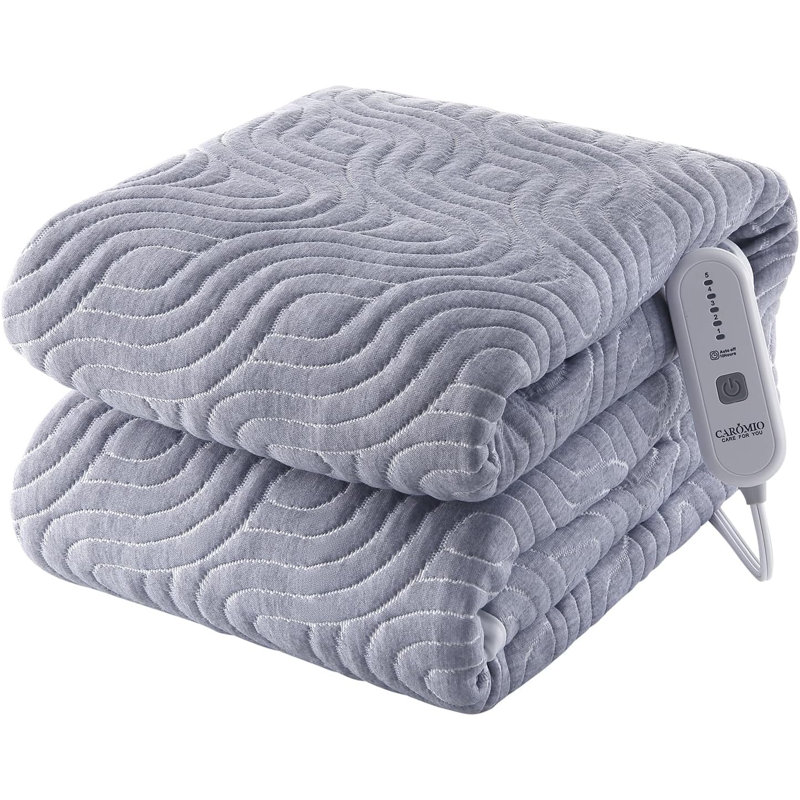 Protège-matelas électrique à 5 réglages de chaleur avec arrêt automatique de 10 heures, gris, Complète