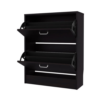 Ozzy Shoe Cabinet, 2 Tilt-Out Doors, Slim Design, Internal Supports, Modern Style, Wenge