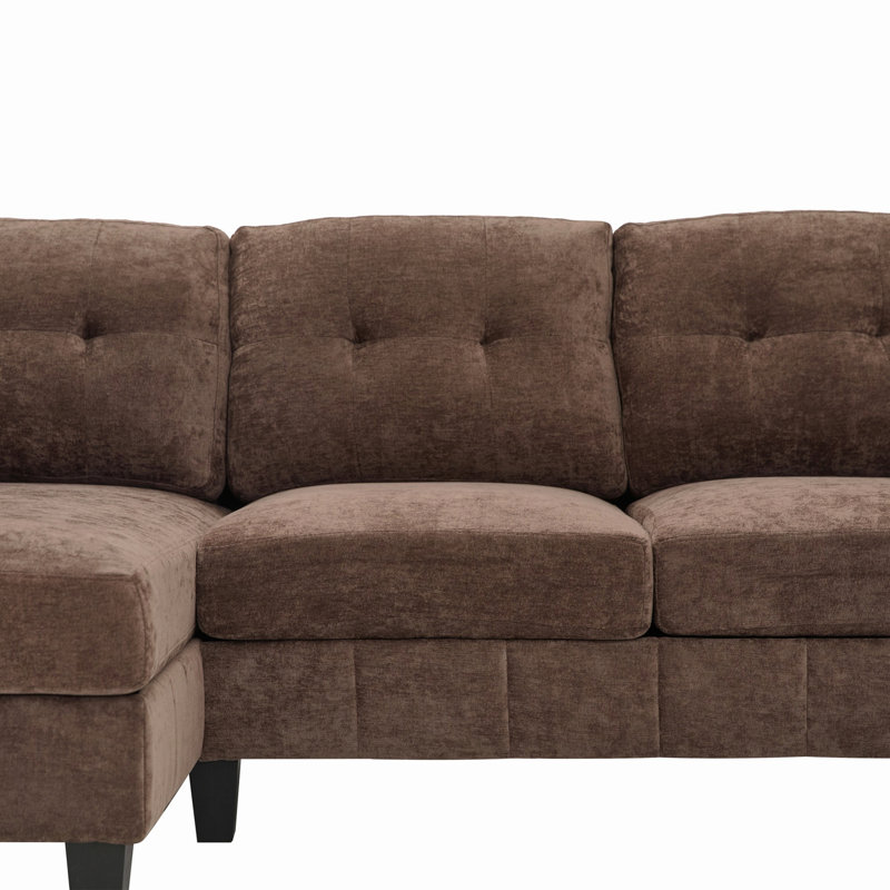 Canapé modulaire en U pour appartement, salon, Chenille brun