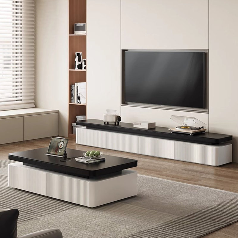 Meuble télé noir et blanc, H 15,75 po x L 94,49 po x l 15,75 po
