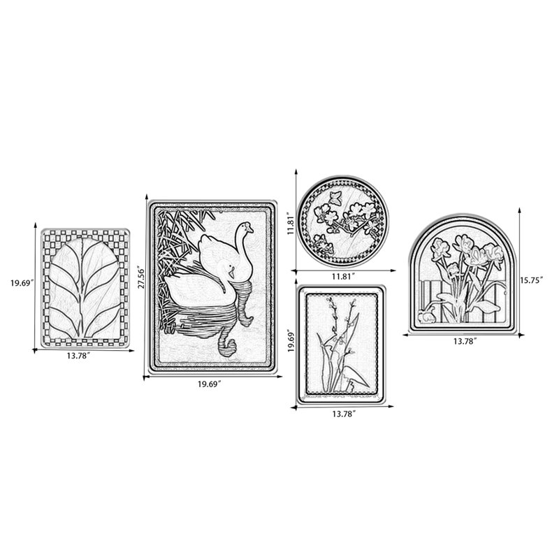 Ensemble d'art mural 5 pièces Mid-Century Modern, H 27,56 po x l 19,69 po