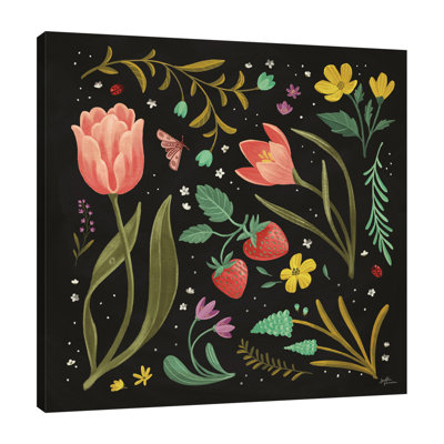 «Spring Botanical III Black» par Janelle Penner, impression sur toile tendue