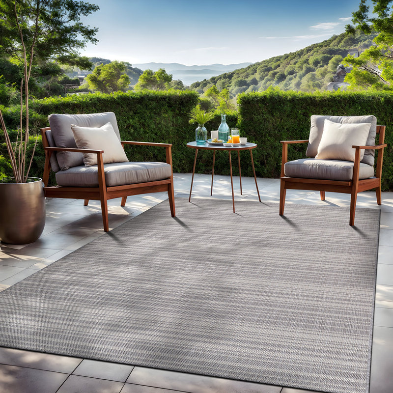Tapis intérieur / extérieur gris Waikiki, Rectangle 4 pi x 6 pi