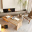 Table basse simple et moderne en bois massif avec nuage de vallée
