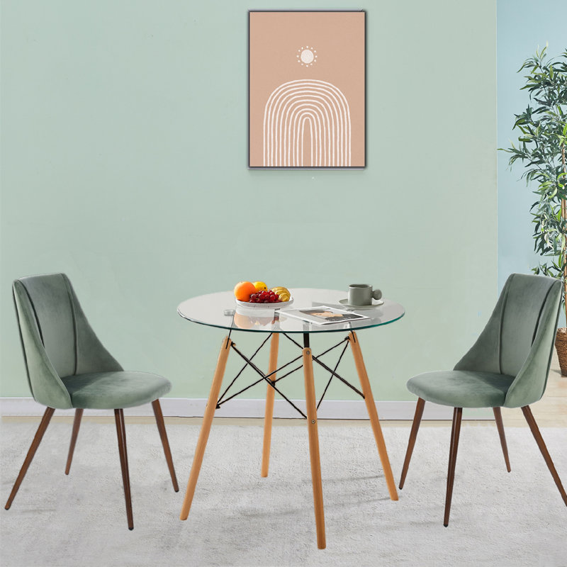 Ensemble repas pour 2 personnes Esbeidi, Clear, Cactus, 3 Pieces: 1 Table, 2 Chairs