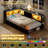 LED Twin Size Corner Bed With Charging Station, 2 Drawers and Bookcases-593656103-593656096
