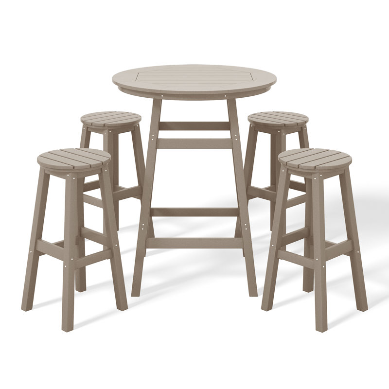 Laguna 5-Piece Round Bar Set, Light Brown