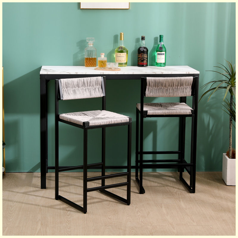 Ensemble de 2 tabourets de bar modernes avec repose-pieds pour îlot de cuisine, Blanc crémeux