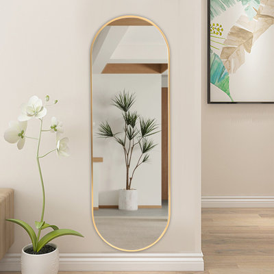 Lottie Oval Metal Framed Wall Mounted Full Length Mirror