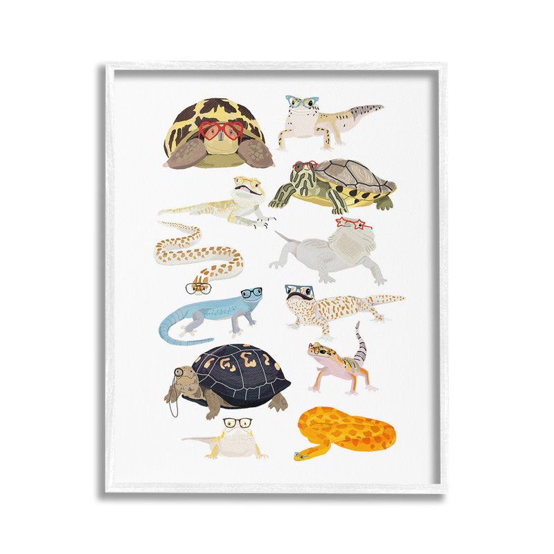 Hipster, lunettes, reptiles, art de la giclée encadrée par Hanna Melin, Giclée encadrée noir minuit, H 30 po x l 24 po