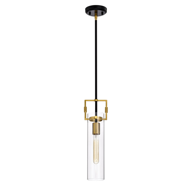Heffron 1 - Light Cylinder Pendant, Black/Antique Gold, 1