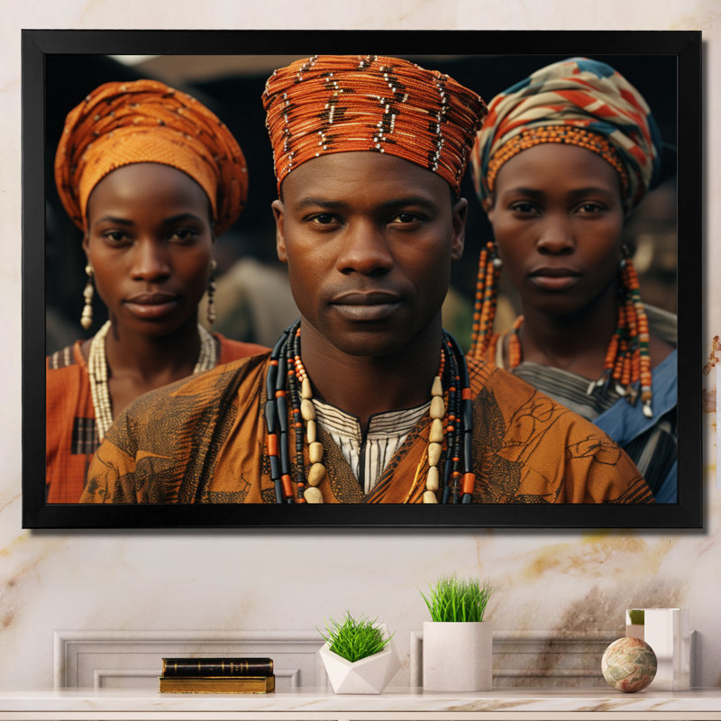 «Chizuko African Tribes», impression sur toile, H 24 po x l 32 po x P 1 po, Cadre photo noir