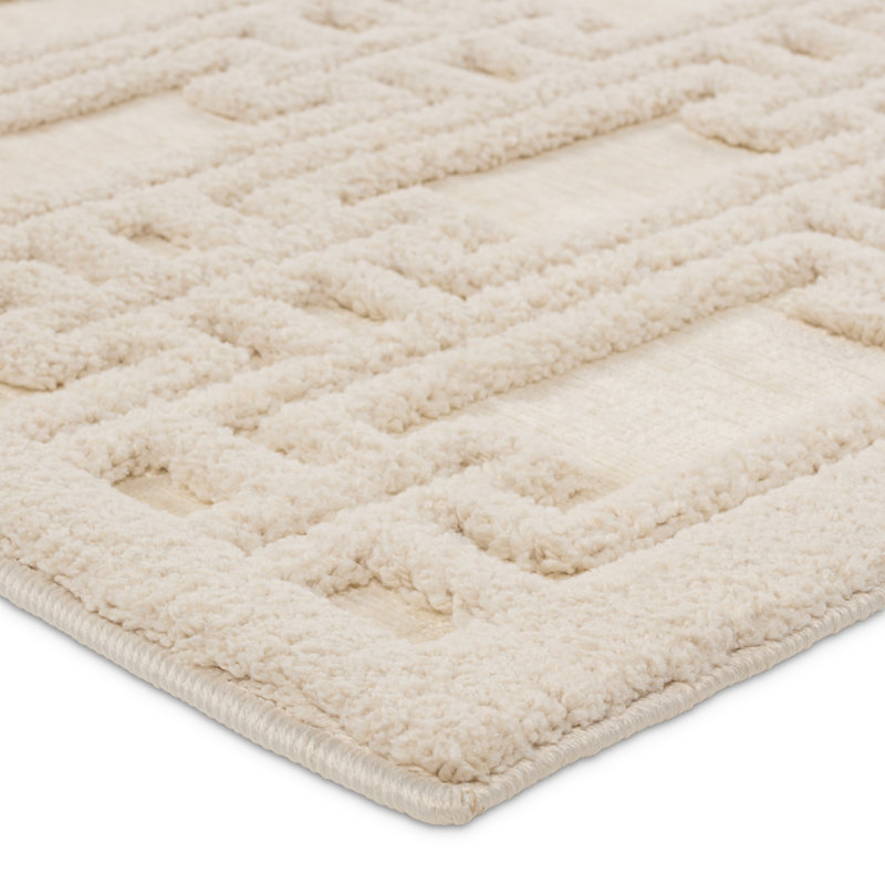 Rectangle Edita Geometric Machine Woven Area Rug in Cream, Rectangle 9'2" x 11'9"
