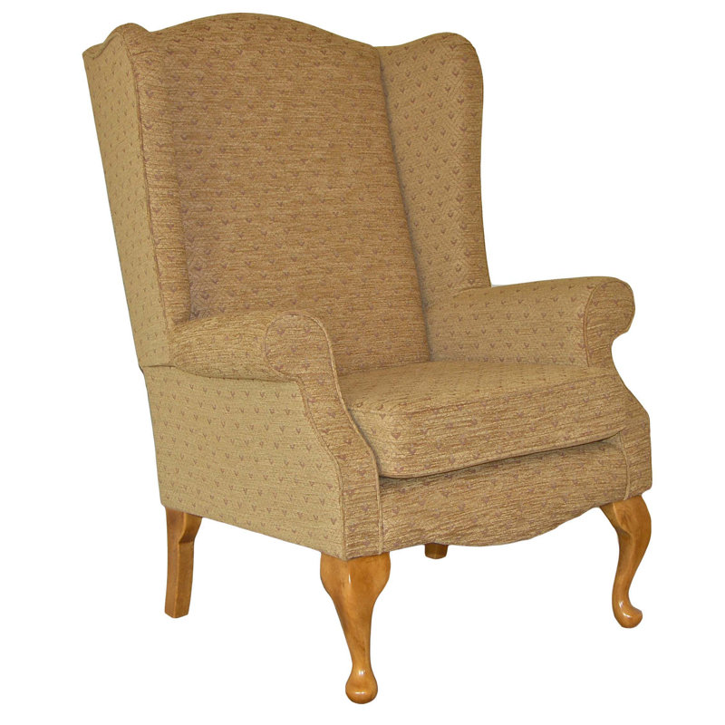 Rochelle Upholstered Wingback Chair, Light Oak, Zaffiro Dove