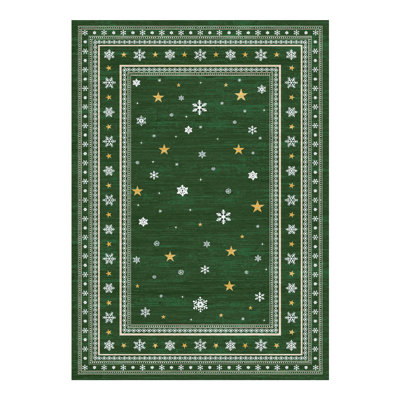 Tapis de Noël à motifs de flocons de neige, lavables, pour salon, jeté de canapé, tapis fleuri vintage