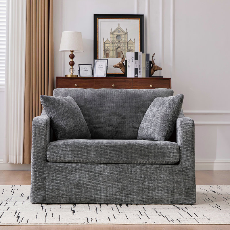Fauteuil d'appoint 43,9 po, H 32,3 po x l 43,9 po x P 34,06 po, Gris anthracite, Non