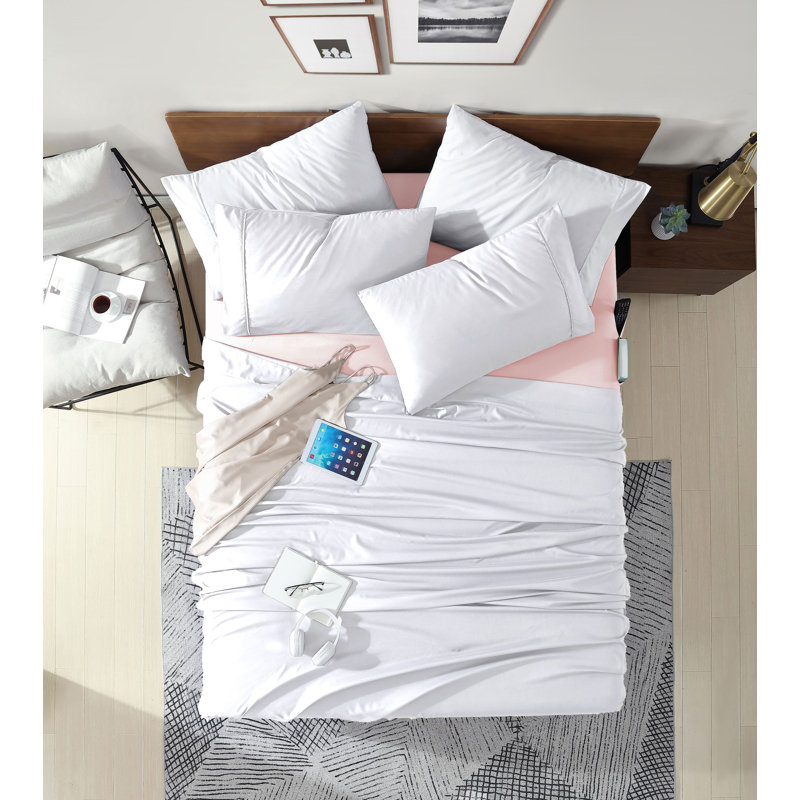 Blush Full Deep Pocket Microfiber Fitted Sheet with Storage