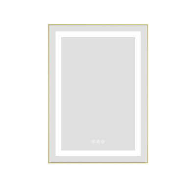 Led Bathroom Mirror 24" X 32", Front And Backlight, Fog, 3 Colors, Stepless Dimmable, Wall Mounted With Aluminum Frame Memory Feature 32" Mirror, Frame, Color Temperatures, Reflection