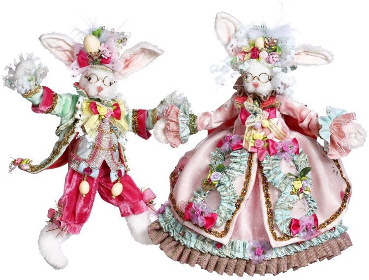 Spring Mr. and Mrs. Peter Cottontail, Small, Assortment of 2 Figurines & Collectibles