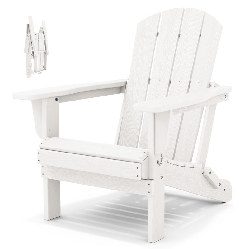 Clitheroe Foldable HDPE Adirondack Chair, White